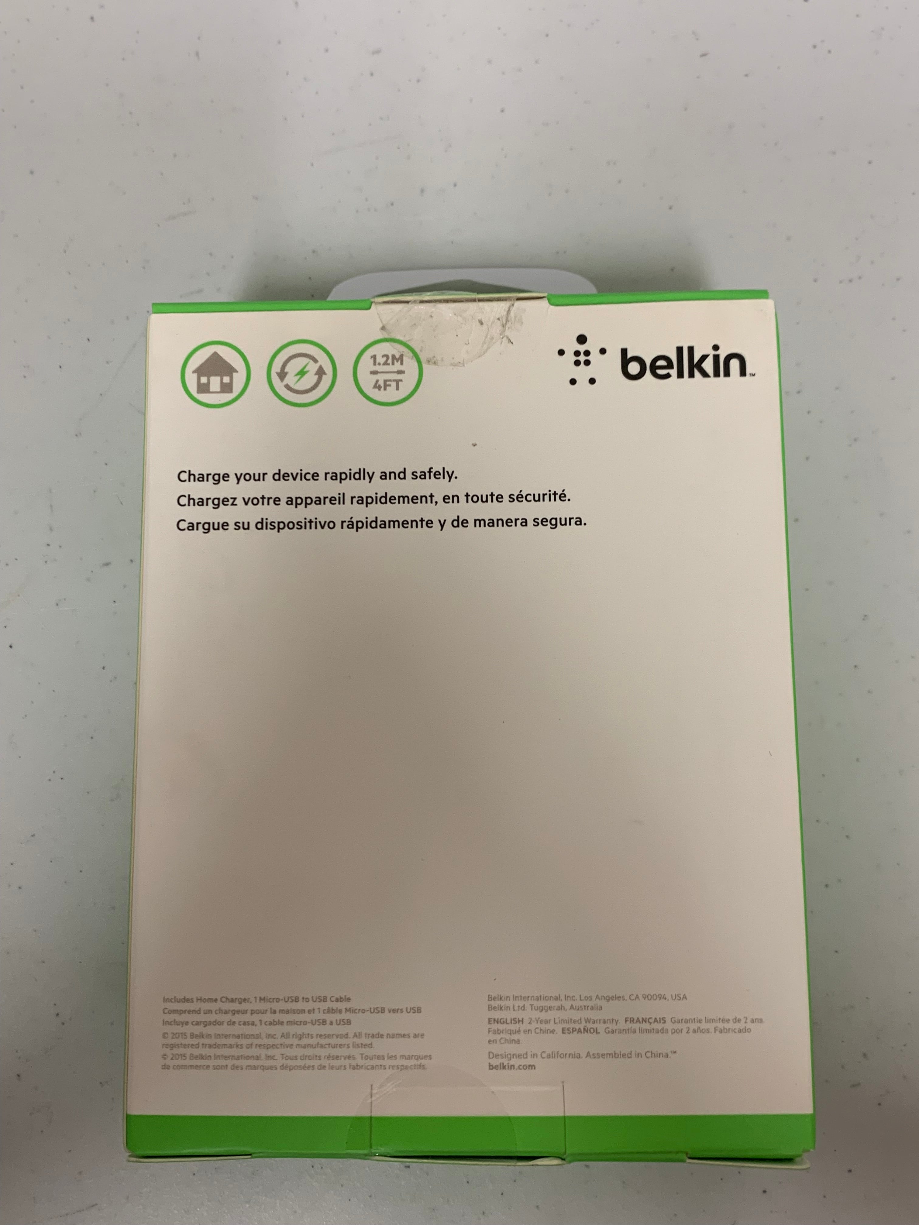 Belkin Universal Home Charger with Micro USB ChargeSync Cable 2.1 Amps Black - New