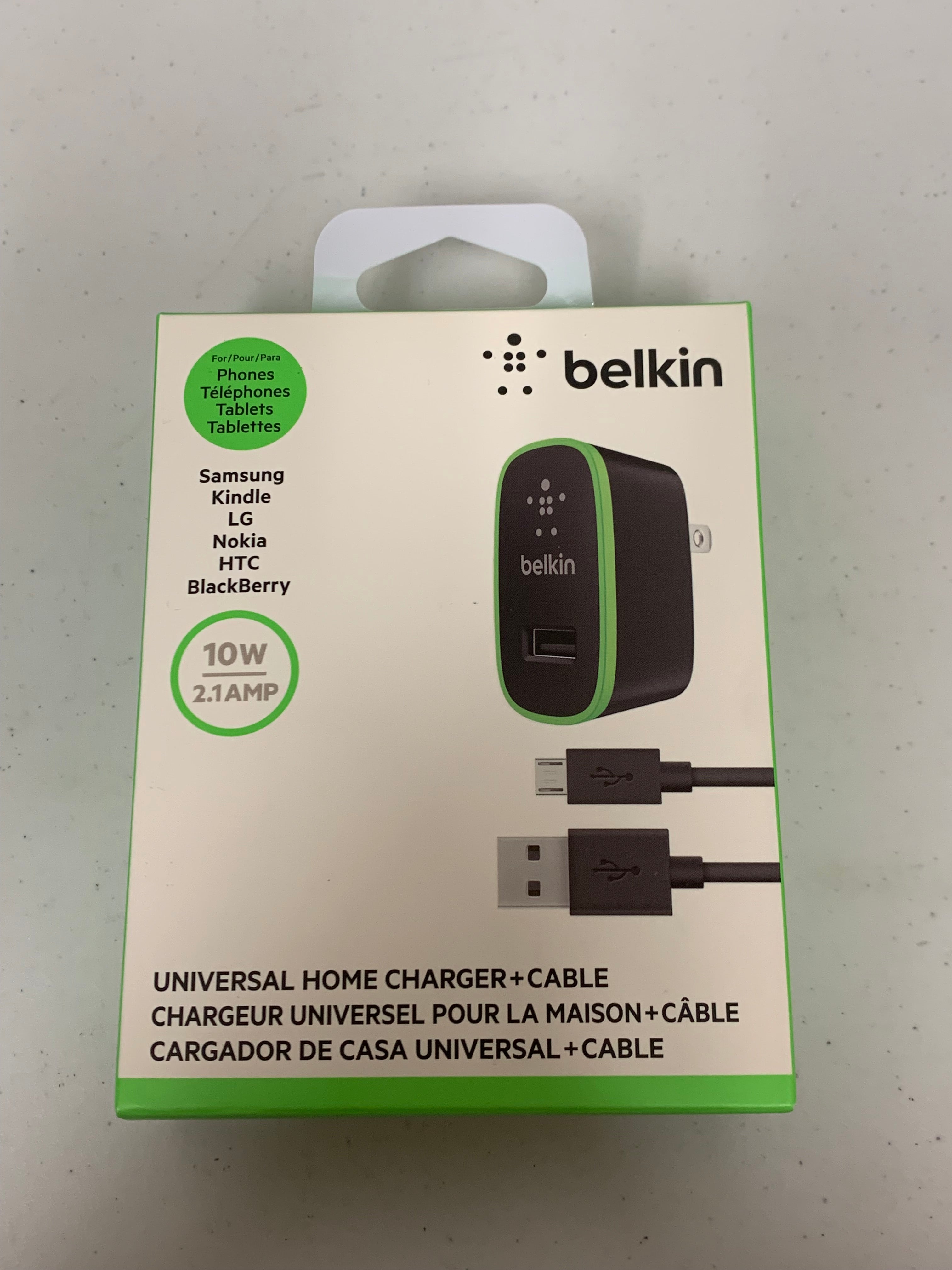 Belkin Universal Home Charger with Micro USB ChargeSync Cable 2.1 Amps Black - New