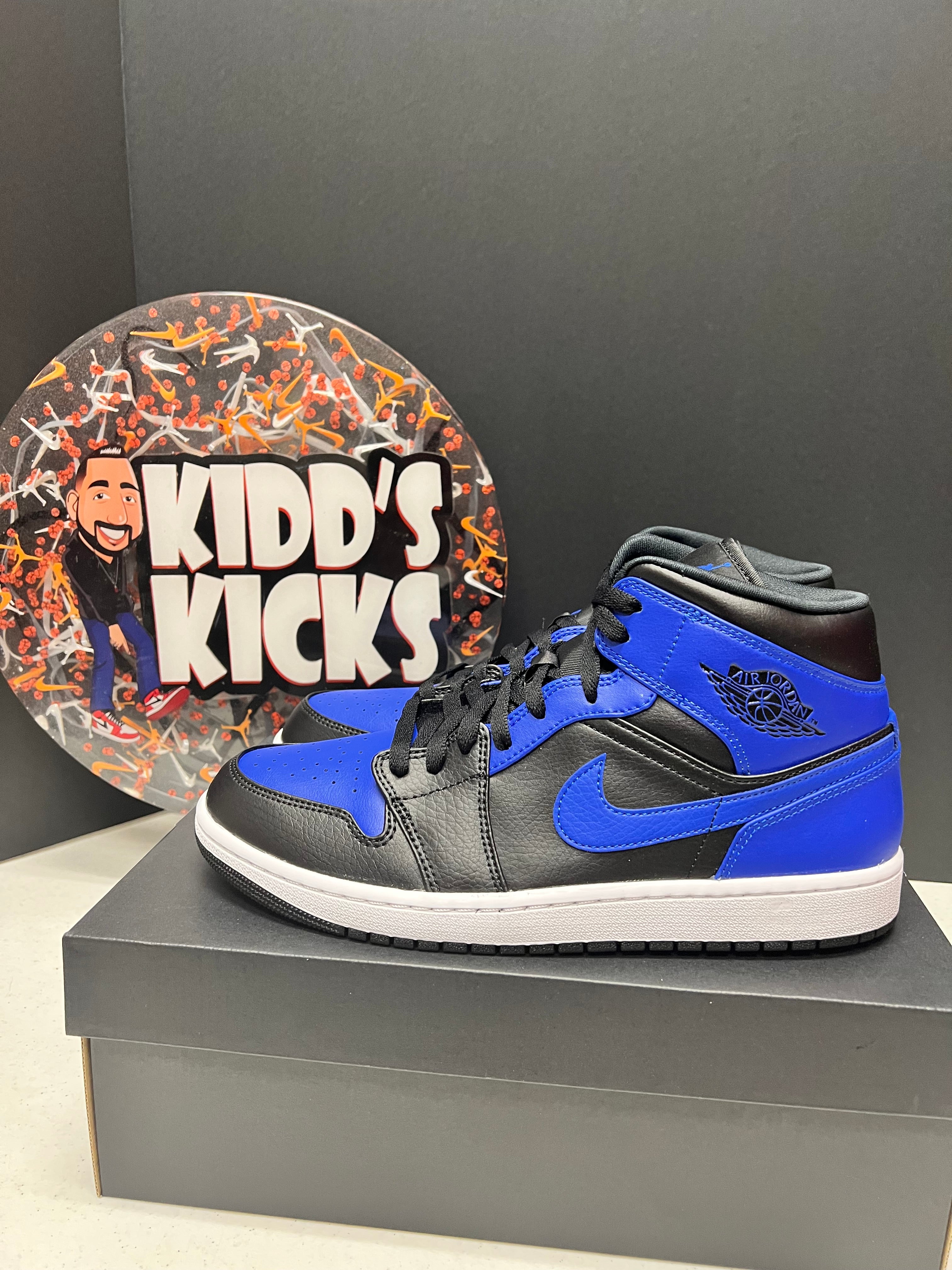 Jordan 1 Mid Hyper Royal Tumbled Leather